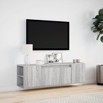 vidaXL Meuble TV mural avec lumières LED sonoma gris 135x31x39 5 cm