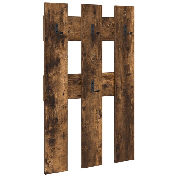 vidaXL Porte-manteau mural avec stockage Chêne fumé 65 x 3 x 100 cm