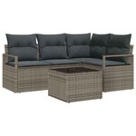 vidaXL Canapé de jardin 4 pièces avec coussins en rotin synthétique noir