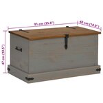 vidaXL Coffre de rangement HALDEN gris 91x48x47 cm bois massif pin