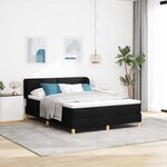 vidaXL Lit à ressorts avec matelas Noir 160 x 200 cm tissu