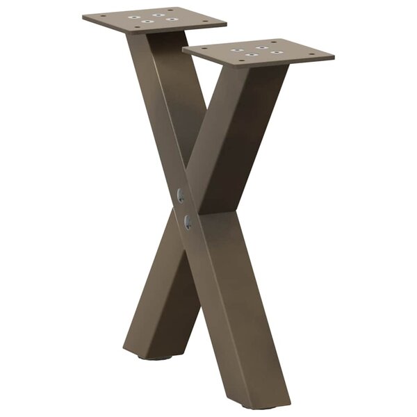 vidaXL Pieds de table basse en forme de X  2 pièces  acier naturel  30 x (30-31) cm
