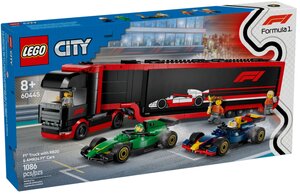 LEGO City - Camion de F1 avec Voitures de Course RB20 et AMR24 - Set 60445 pour Enfants de 8 Ans et Plus