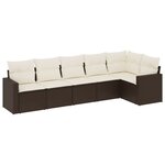 vidaXL Salon de jardin avec coussins 6 Pièces marron résine tressée