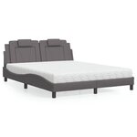 vidaXL Lit avec matelas gris 160x200 cm similicuir