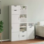 vidaXL Armoires latérales 5 Pièces ODDA blanc 40x24x79 cm bois massif pin