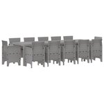 Ensemble de salle à manger de jardin 13 pièces vidaXL - Coussins gris clair