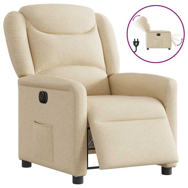 vidaXL Fauteuil inclinable électrique Crème Tissu