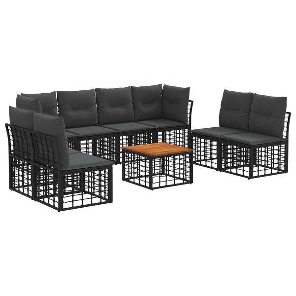 vidaXL Ensemble de canapés d'extérieur 9 Pièces Noir et Gris foncé