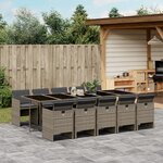 vidaXL Ensemble à manger de jardin 11Pièces avec coussins gris poly rotin