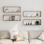 Étagères murales vidaXL 4 pièces Chêne Artisan 80x15x26 cm en bois d'ingénierie