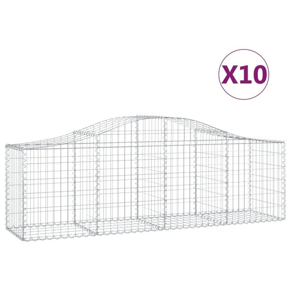 vidaXL Paniers à gabions arqués 10 Pièces 200x50x60/80 cm Fer galvanisé