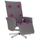 vidaXL Fauteuil inclinable de massage repose-pieds gris similicuir