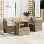vidaXL Salon de jardin avec coussins 6 Pièces beige résine tressée