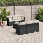 vidaXL Salon de jardin 7 Pièces avec coussins noir résine tressée