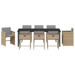 vidaXL Ensemble de salle à manger de jardin 9 pièces avec coussins Beige Poly Rattan