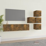 vidaXL Ensemble de meubles TV 6 Pièces Chêne fumé Bois d'ingénierie
