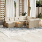 vidaXL Salon de jardin 11 Pièces avec coussins beige résine tressée