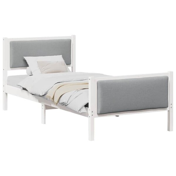 vidaXL Cadre de lit avec tête de lit Gris clair 90 x 200 cm tissu