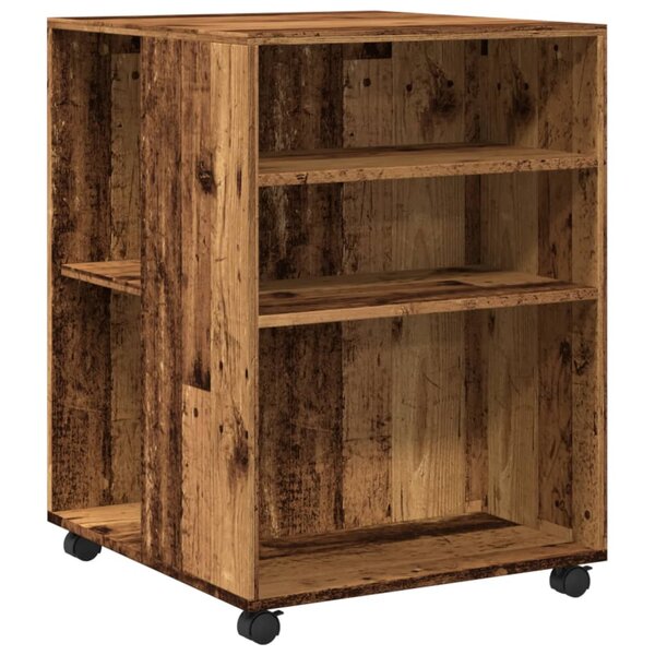 vidaXL Table d'appoint avec roues vieux bois 55x60x78 cm