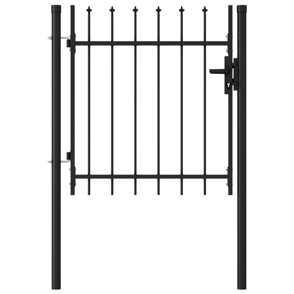 vidaXL Portillon simple porte avec dessus à pointe Acier 1x1 m Noir