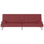 vidaXL Canapé-lit avec porte-gobelets rouge bordeaux similicuir