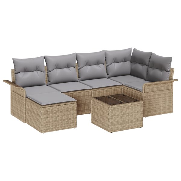 vidaXL Ensemble de canapé de jardin 7 pièces avec coussins en rotin poly noir