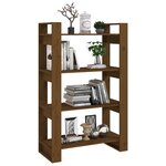 vidaXL Bibliothèque/Cloison Marron miel 80x35x125 cm Bois massif