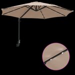 vidaXL Parasol de jardin mural avec LEDs Taupe 248 cm
