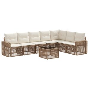 vidaXL Ensemble de canapé de jardin 8 Pièces Beige et blanc crème