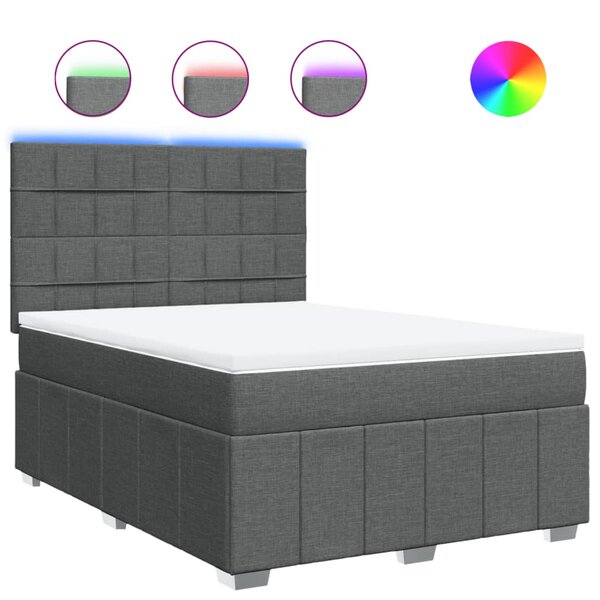 vidaXL Sommier à lattes de lit avec matelas Gris foncé 140x200cm Tissu