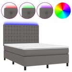 vidaXL Sommier à lattes de lit avec matelas et LED Gris 140x190 cm