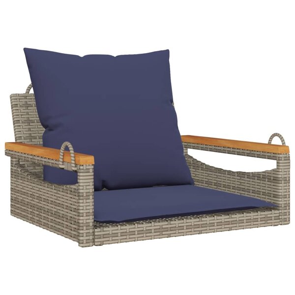 vidaXL Balancelle avec coussins gris 63x62x40 cm résine tressée