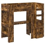 vidaXL Cadre de lit superposé avec bureau Chêne fumé 80 x 200 cm