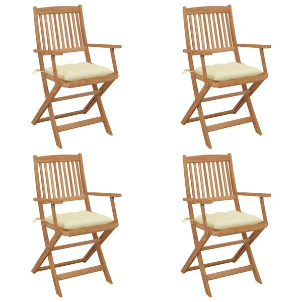 vidaXL Chaises pliables de jardin lot de 4 avec coussins Bois d'acacia