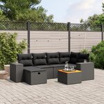 vidaXL Salon de jardin 7 Pièces avec coussins noir résine tressée