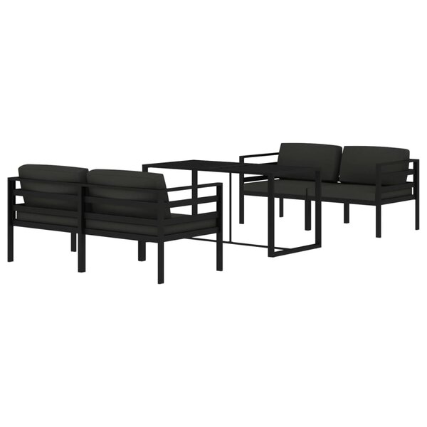 Salon de jardin meuble d'extérieur ensemble de mobilier 5 pièces avec coussins aluminium anthracite 02_0016297