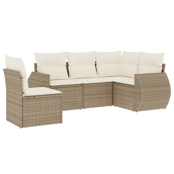 vidaXL Salon de jardin avec coussins 5 Pièces beige résine tressée