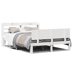 vidaXL Cadre de lit avec tête de lit sans matelas blanc 140x200 cm