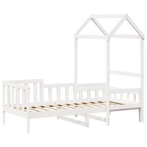 vidaXL Lit de jour avec toit blanc 90x190 cm bois de pin massif