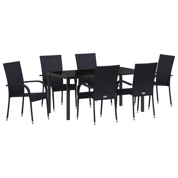 vidaXL Ensemble de salle à manger de jardin 7 pièces en rattan poly noir