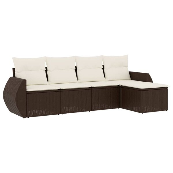 vidaXL Salon de jardin avec coussins 5 Pièces marron résine tressée