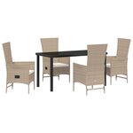 vidaXL Ensemble de salle à manger de jardin 5 pièces avec coussins beige en rattan poly