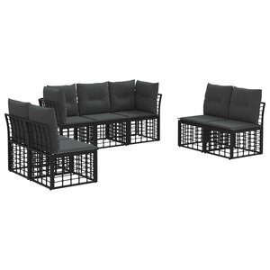 vidaXL Ensemble de canapés d'extérieur Noir Polyester