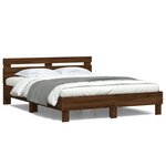 vidaXL Cadre de lit avec tête de lit et LED chêne marron 140x190 cm