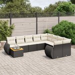 vidaXL Salon de jardin 10 Pièces avec coussins noir résine tressée