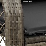 vidaXL Chaise à bascule de jardin avec coussins gris résine tressée