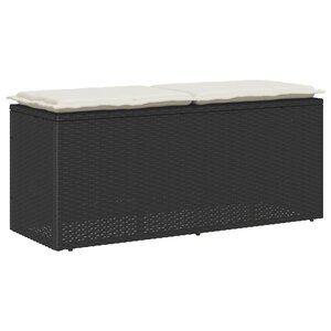 vidaXL Banc de jardin avec coussin noir 110x40x44 cm résine tressée