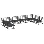 vidaXL Ensemble de canapé de jardin avec coussin 10 Pièces Noir Aluminium