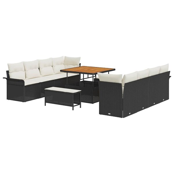 vidaXL Ensemble de canapé de jardin Noir et Crème 100 x 100 x 71 cm